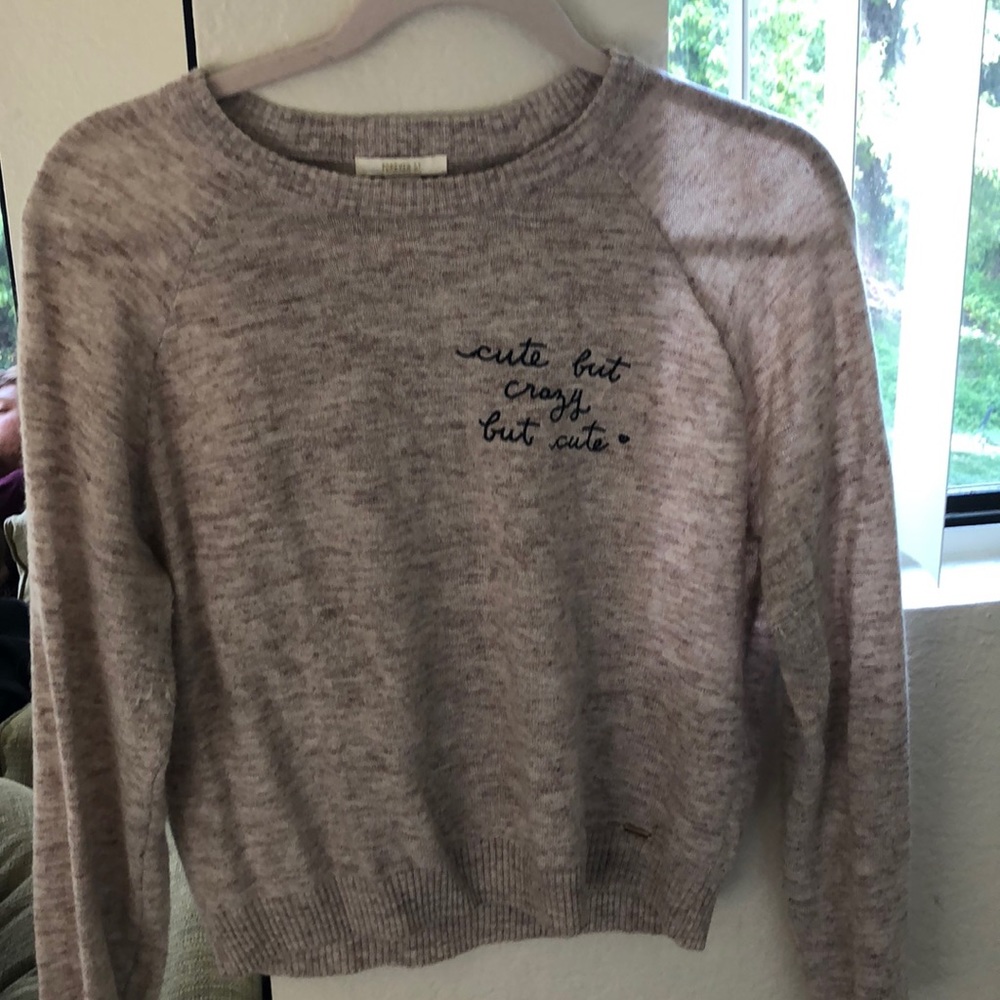 Pink Heather Cropped Sweater